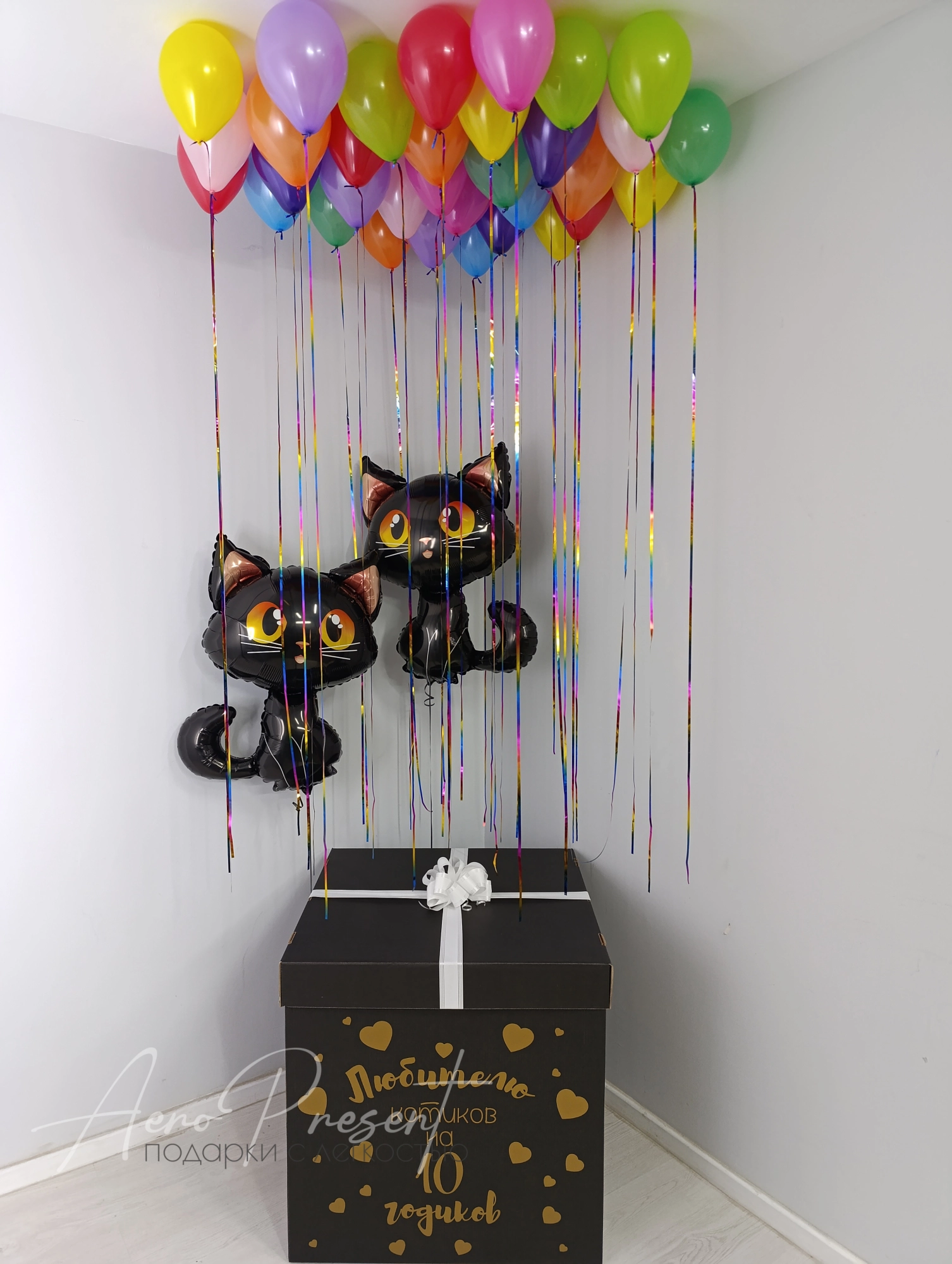 Коробка-Сюрприз с шарами "Кошечки"